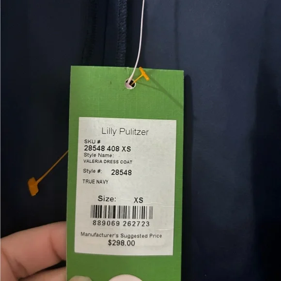 $298 NEW Lilly Pulitzer VALERIA DRESS COAT True Navy Trench Open Front XS - Picture 6 of 10